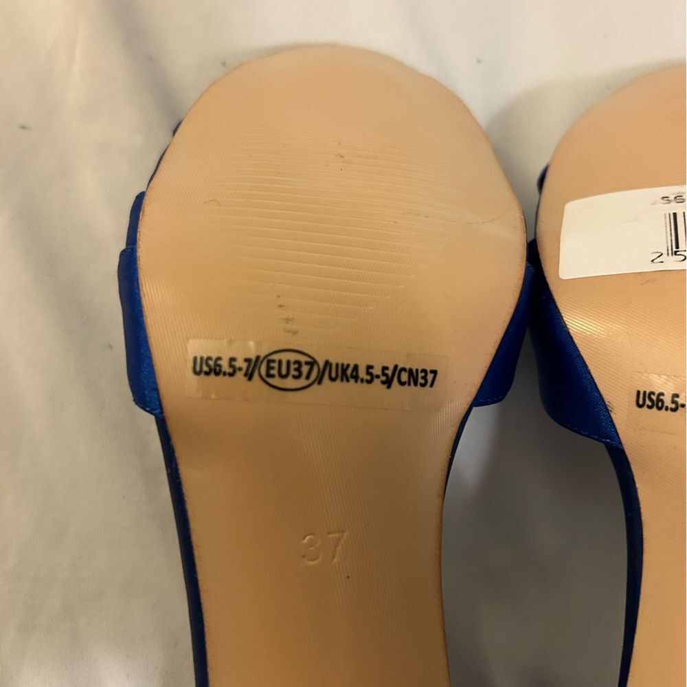 Women Peep Toe Ankle Strap High Heel Bridal Sandals Wedding Blue size 6.5-7 - Picture 8 of 11